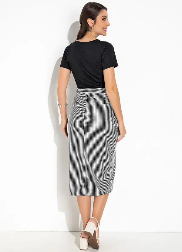 Rosalie - Vestido Listras P&B em Malha 4