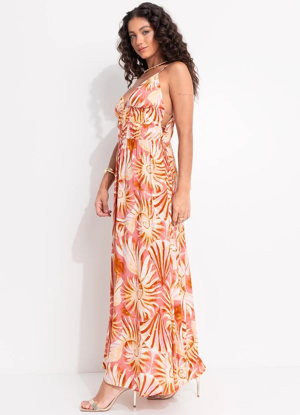 Farm - Vestido Longo Alça Mar de Concha Bege 3