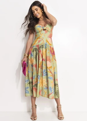 Farm - Vestido Longo Amalfi Verde Verde - FARM