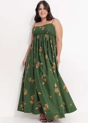 Farm - Vestido Longo Brilho de Banana Verde - FARM