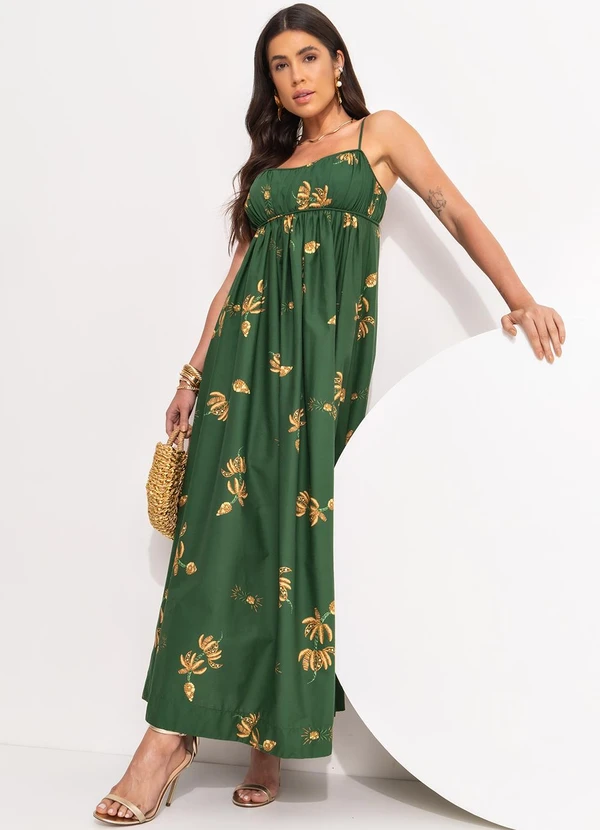 Farm - Vestido Longo Brilho de Banana Verde 4