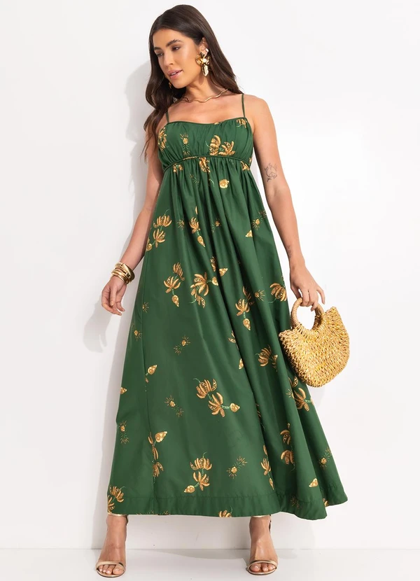 Farm - Vestido Longo Brilho de Banana Verde 6