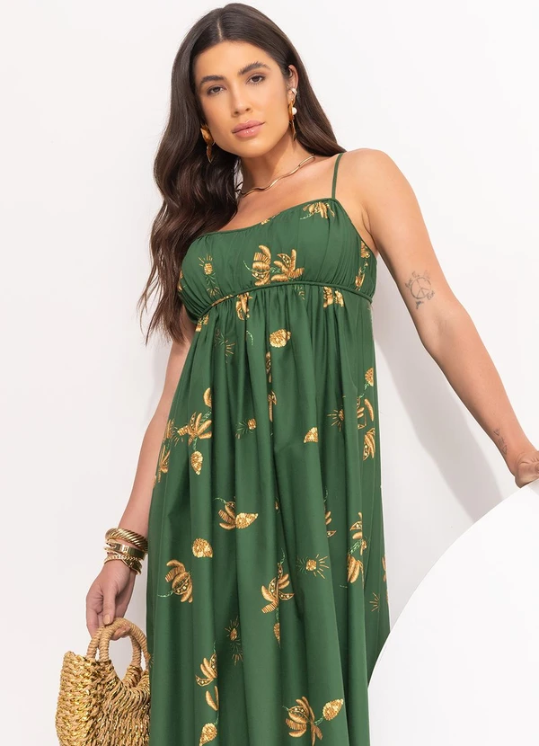 Farm - Vestido Longo Brilho de Banana Verde 7