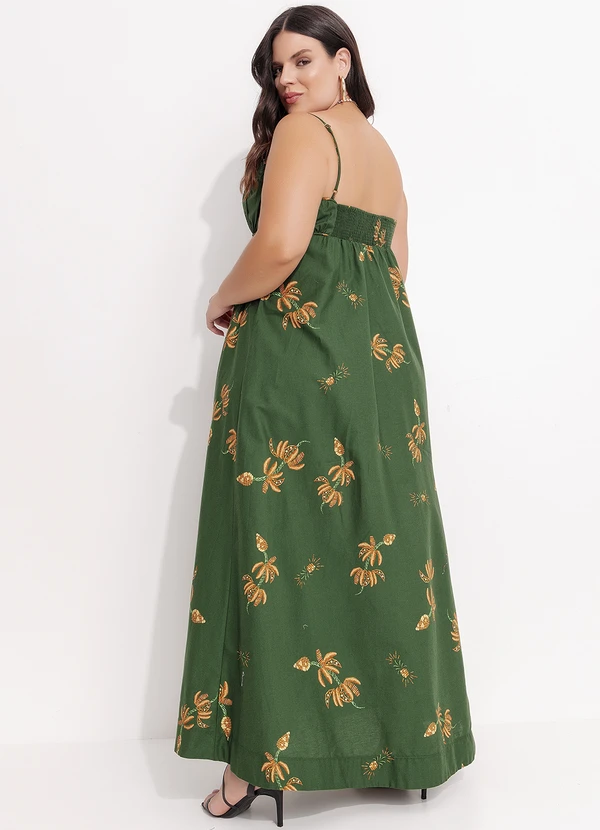 Farm - Vestido Longo Brilho de Banana Verde 9