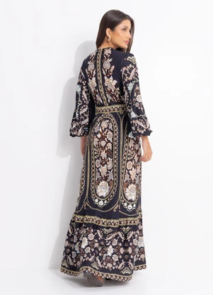 Farm - Vestido Longo Cropped Daniela Preto - FARM
