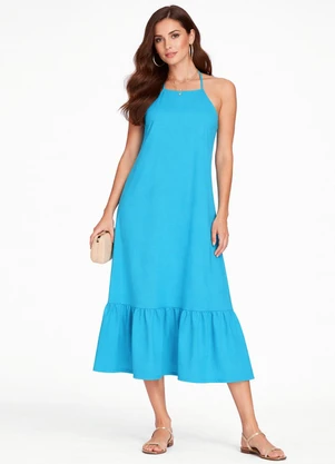 Infinita Cor - Vestido Longo de Alça e Recorte Maria Azul - INFINITA COR