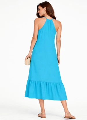 Infinita Cor - Vestido Longo de Alça e Recorte Maria Azul - INFINITA COR