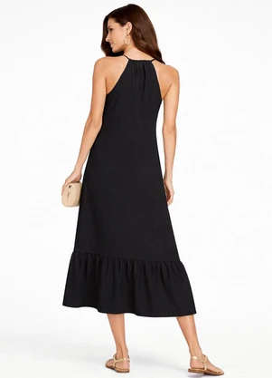 Infinita Cor - Vestido Longo de Alça e Recorte Maria Preto - INFINITA COR