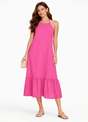 Infinita Cor - Vestido Longo de Alça e Recorte Maria Rosa - INFINITA COR