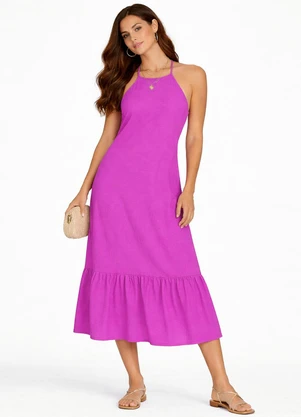 Infinita Cor - Vestido Longo de Alça e Recorte Maria Roxo - INFINITA COR