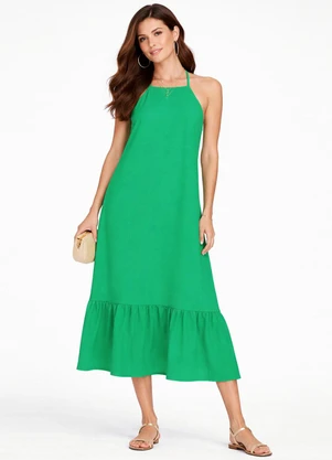 Infinita Cor - Vestido Longo de Alça e Recorte Maria Verde - INFINITA COR