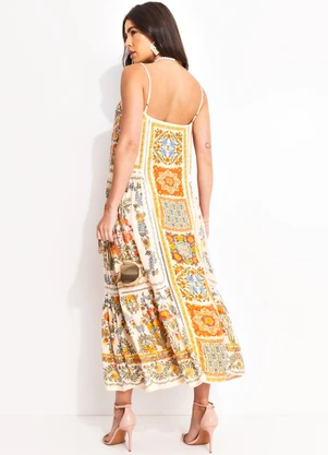 Farm - Vestido Longo Elisa Bege - FARM