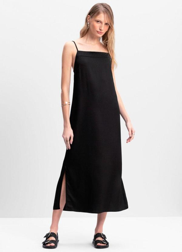 Essendi - Vestido Longo Feminino com Fenda Preto