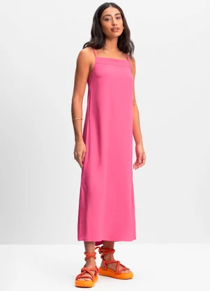 Essendi - Vestido Longo Feminino com Fenda Rosa - ESSENDI
