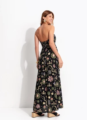 Farm - Vestido Longo Glow Preto - FARM