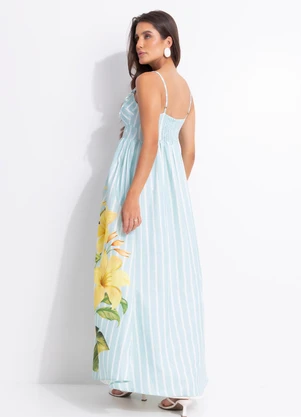 Farm - Vestido Longo Listra Alexia Azul - FARM