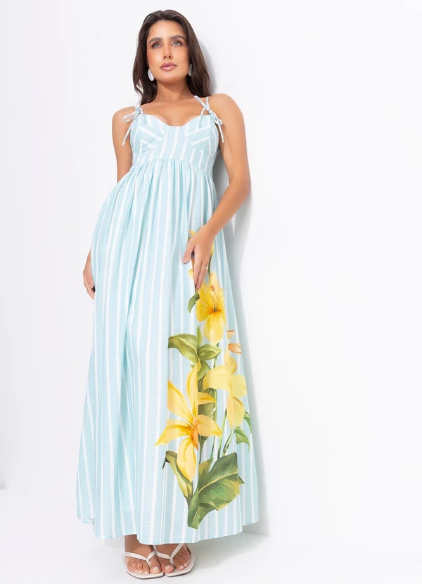Farm - Vestido Longo Listra Alexia Azul 3