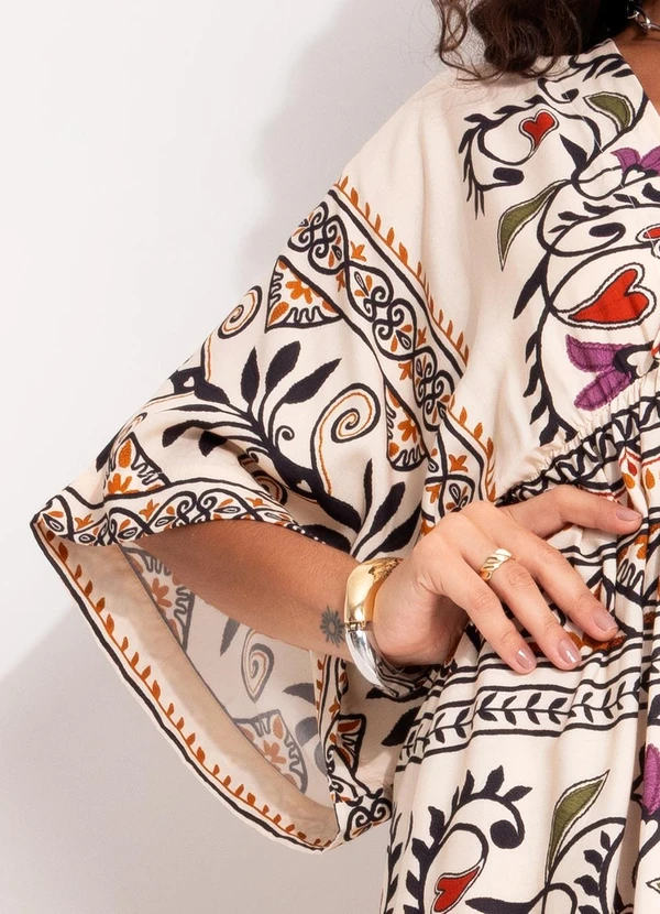 Farm - Vestido Longo Manga Adriele Bege 4