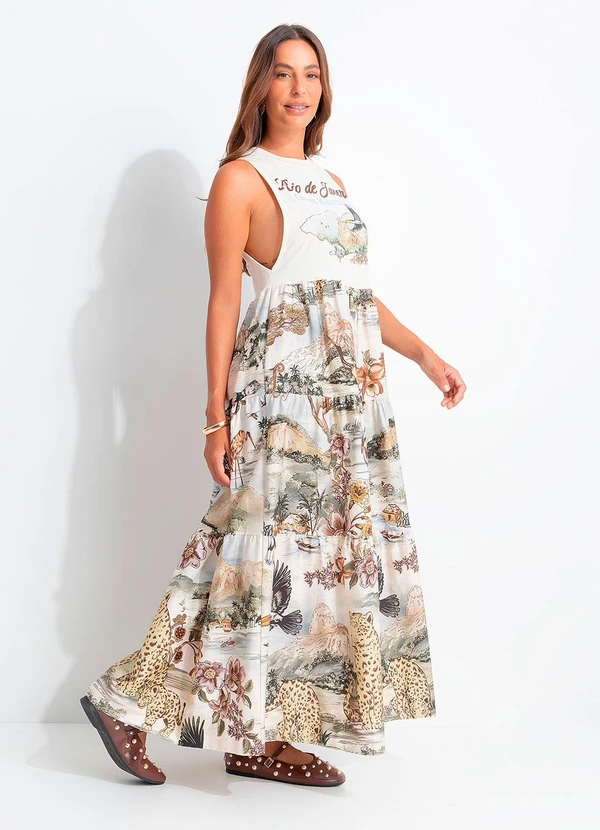 Farm - Vestido Longo Mapa Rio Bege 5