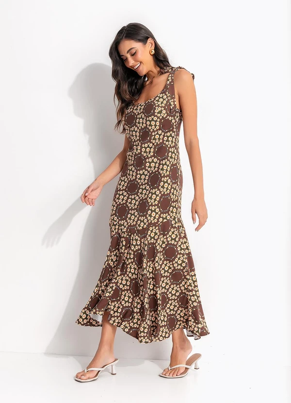 Farm - Vestido Longo Marrom