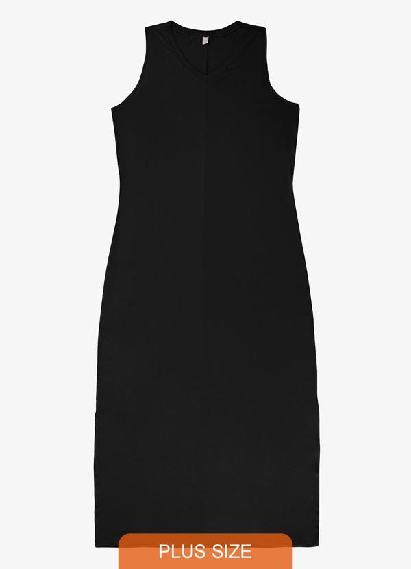 Infinita Cor - Vestido Longo Plus Size Infinita Cor Preto