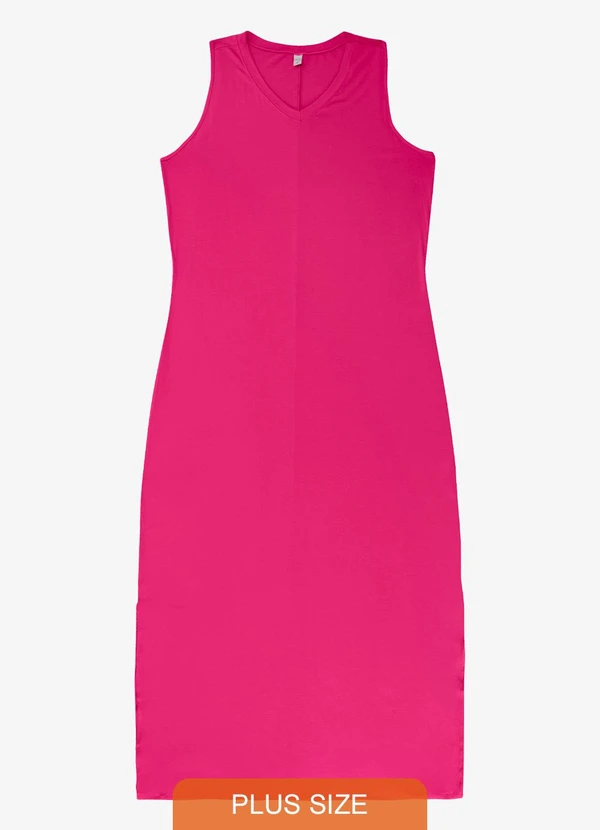 Infinita Cor - Vestido Longo Plus Size Infinita Cor Rosa