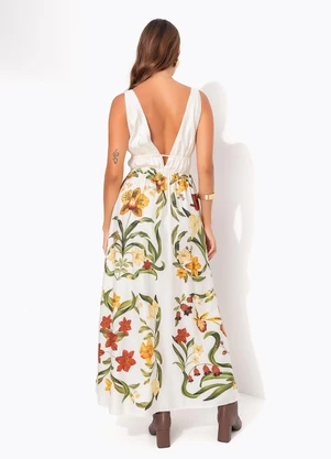 Farm - Vestido Longo Selva de Flor Bege - FARM