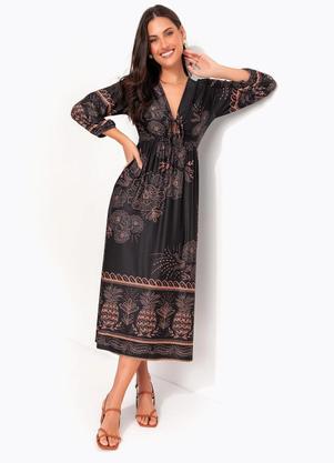 Vestido (Abacaxi Tropical) em Malha Fria