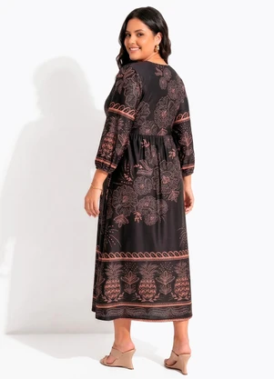 Quintess - Vestido Abacaxi Tropical em Malha Fria - QUINTESS