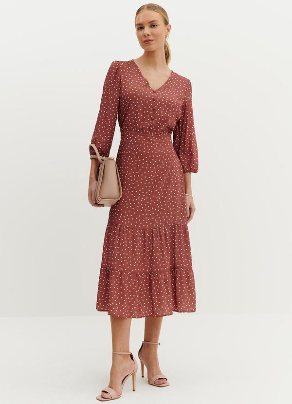 Principessa - Vestido Longuete de Poá Antique Rose Isa Rosa