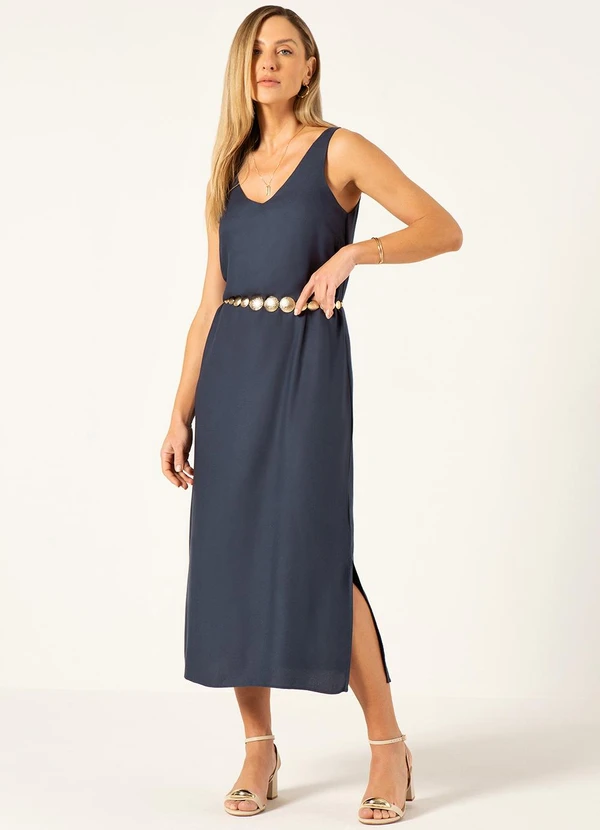 Principessa - Vestido Longuete de Viscose Marinho Dagmar