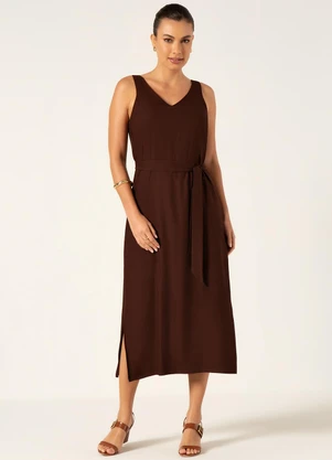 Principessa - Vestido Longuete de Viscose Marrom Dagmar - PRINCIPESSA