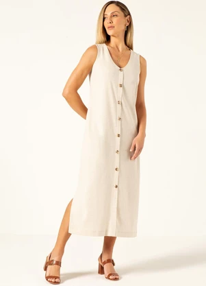 Principessa - Vestido Longuete em Linho Natural Herminia - PRINCIPESSA
