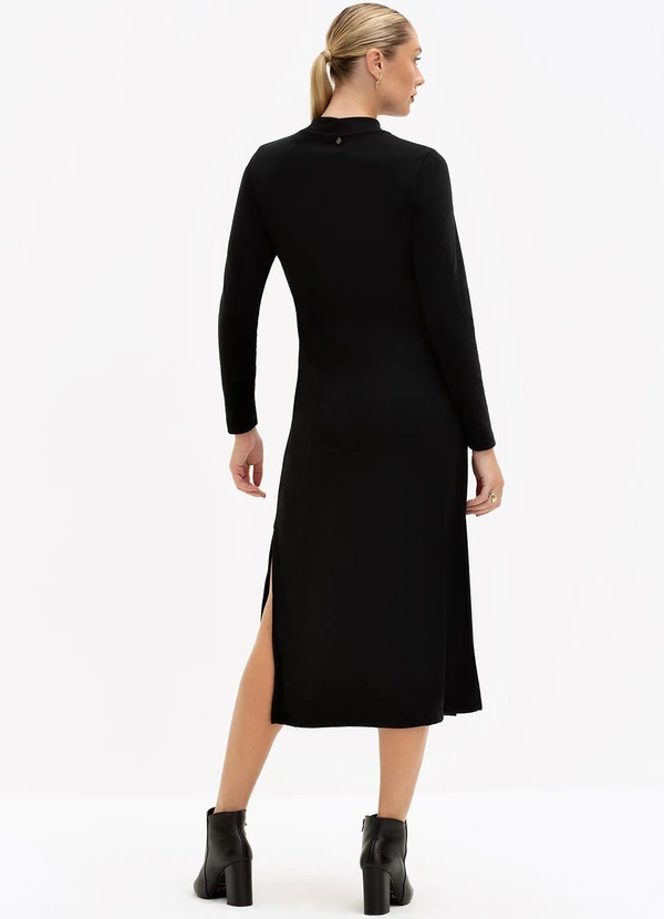 Principessa - Vestido Longuete em Malha Canelada Preto Diana 2