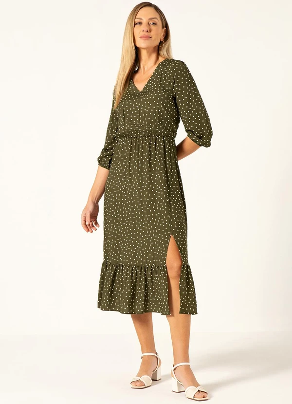 Principessa - Vestido Longuete em Viscose Estampada Ieda Verde