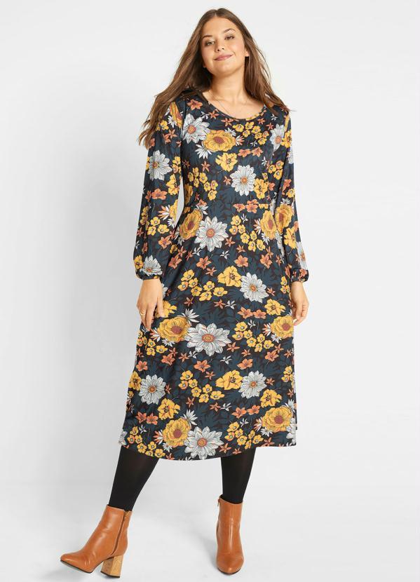 Queima Estoque - Vestido Longuete Floral Preto 4