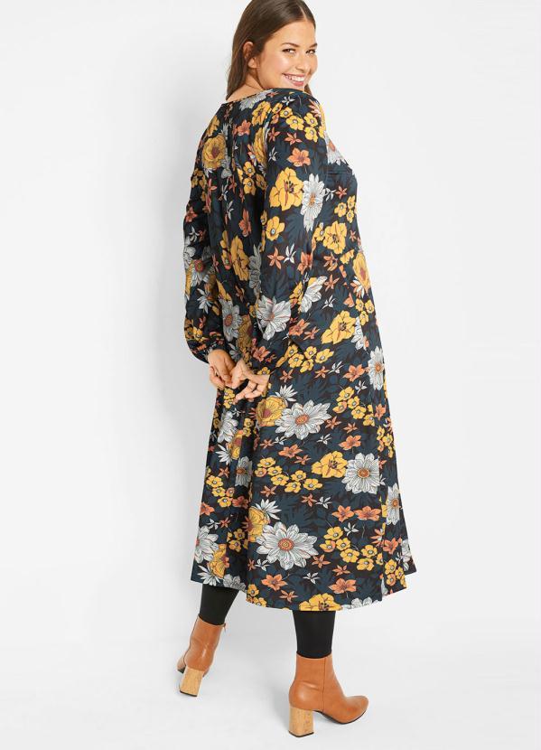 Queima Estoque - Vestido Longuete Floral Preto 3