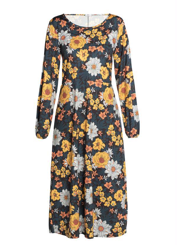 Queima Estoque - Vestido Longuete Floral Preto 2