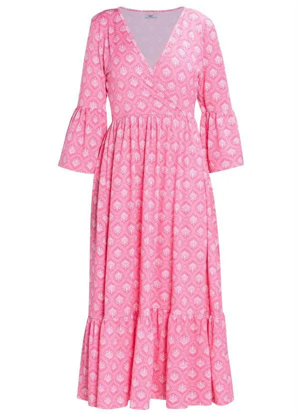 Queima Estoque - Vestido Longuete Mangas Amplas Paisley Rosa 5