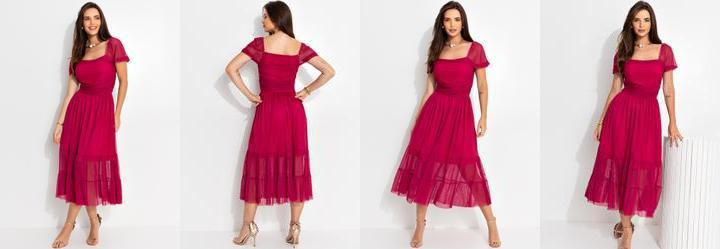 Vestido Magenta em Tule.