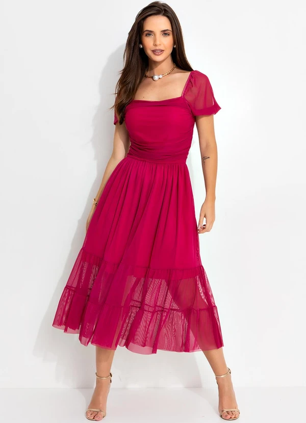 Quintess - Vestido Magenta em Tule. 3