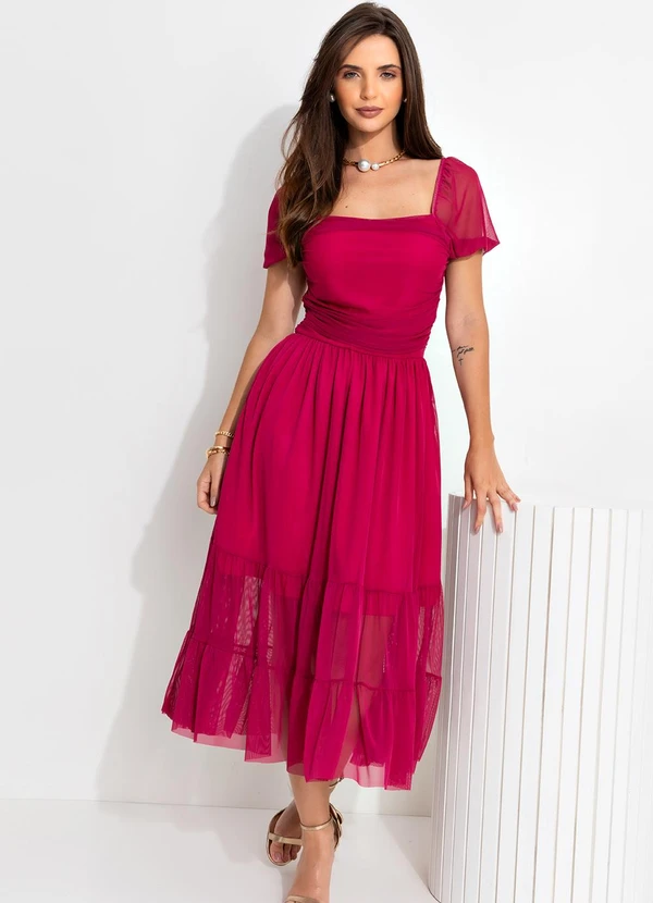 Quintess - Vestido Magenta em Tule. 5