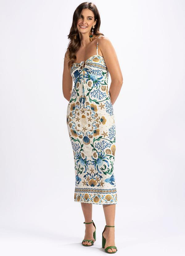 Farm - Vestido Malha Canelada Reto Atalaia Branco