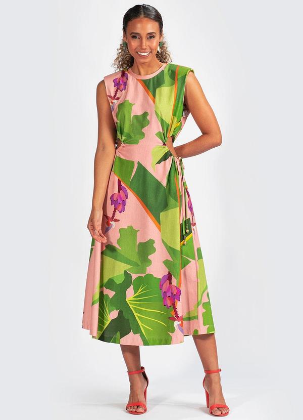 Farm - Vestido Malha Tropicalist Rosa