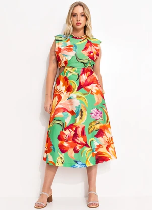 Farm - Vestido Malha Tropicarte Verde - FARM