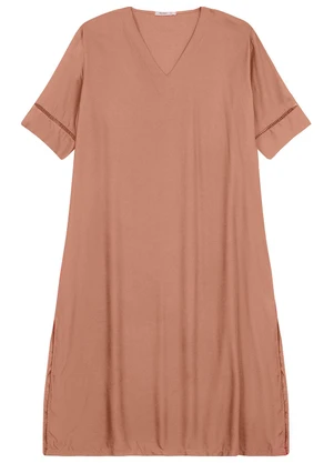 Secret Glam - Vestido Manga Curta em Viscose Marrom - SECRET GLAM