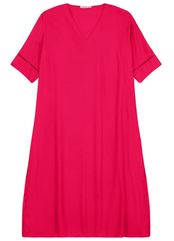 Secret Glam - Vestido Manga Curta em Viscose Vermelho 2