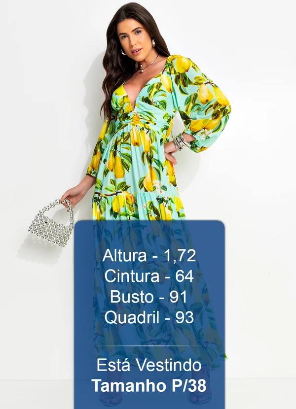 Farm - Vestido Manga em Viscose Verde 5