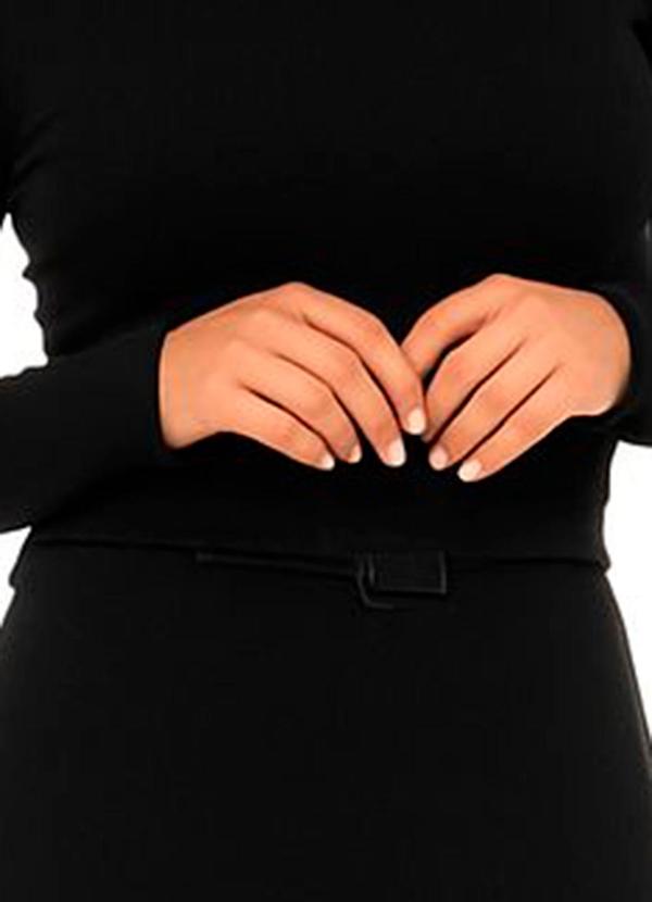 Rafree - Vestido Manga Longa Canelado Preto 3