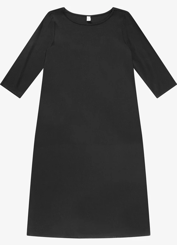 Rovitex - Vestido Manga Longa com Fenda Preto 2